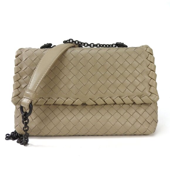 BOTTEGA VENETA Beige Leather Intrecciato Shoulder Bag - Picture 1 of 9